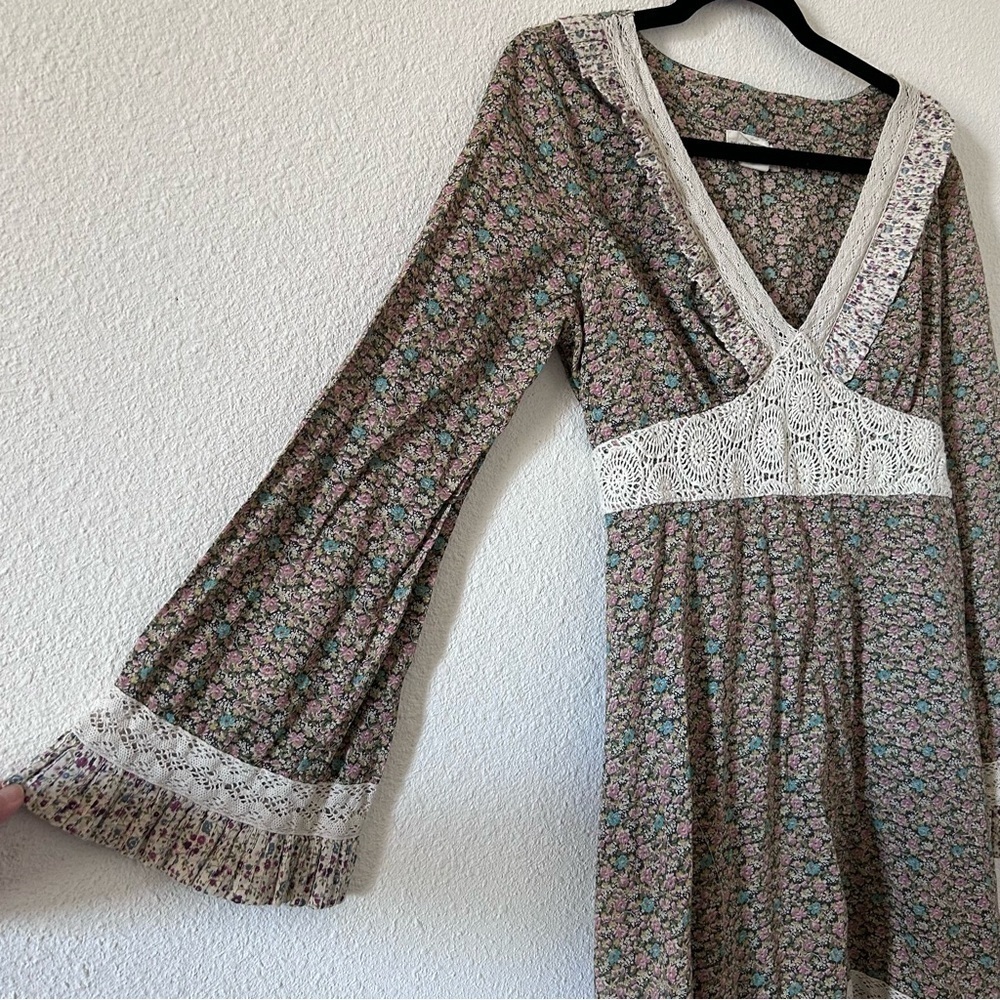 Ralph Lauren Denim Supply women’s Floral Midi Dress Medium Flare Sleeve Cottage - Picture 7 of 14